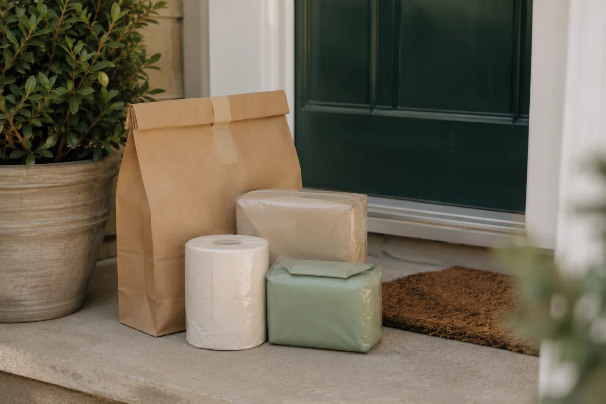 A discreet delivery of personal-care supplies left on a doorstep